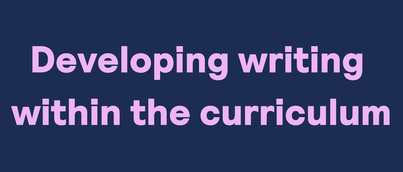 Developing writing in the curriculum banner