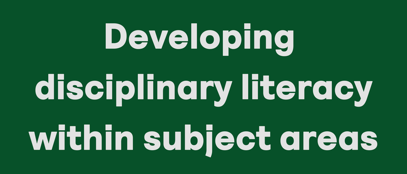 Disciplinary literacy in subject areas banner