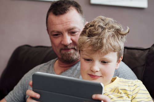 Reading book on tablet screen