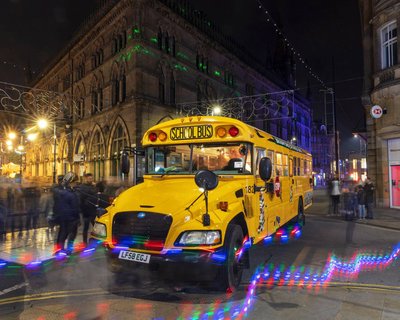 Bradford Stories Bus at night