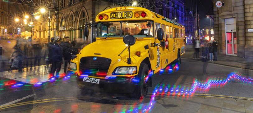 Bradford Stories Bus at night