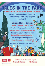 Tales in the Park, Stoke Reads flyer image2