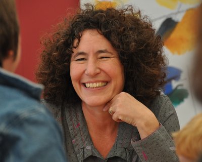 Francesca Simon MBE ambassador for National Literacy Trust photograph by photographer Helen Giles