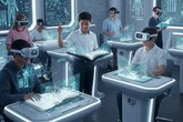 Gemini Generated image shows Children in a futuristic classroom setting