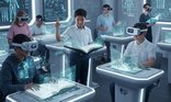 Gemini Generated image shows Children in a futuristic classroom setting