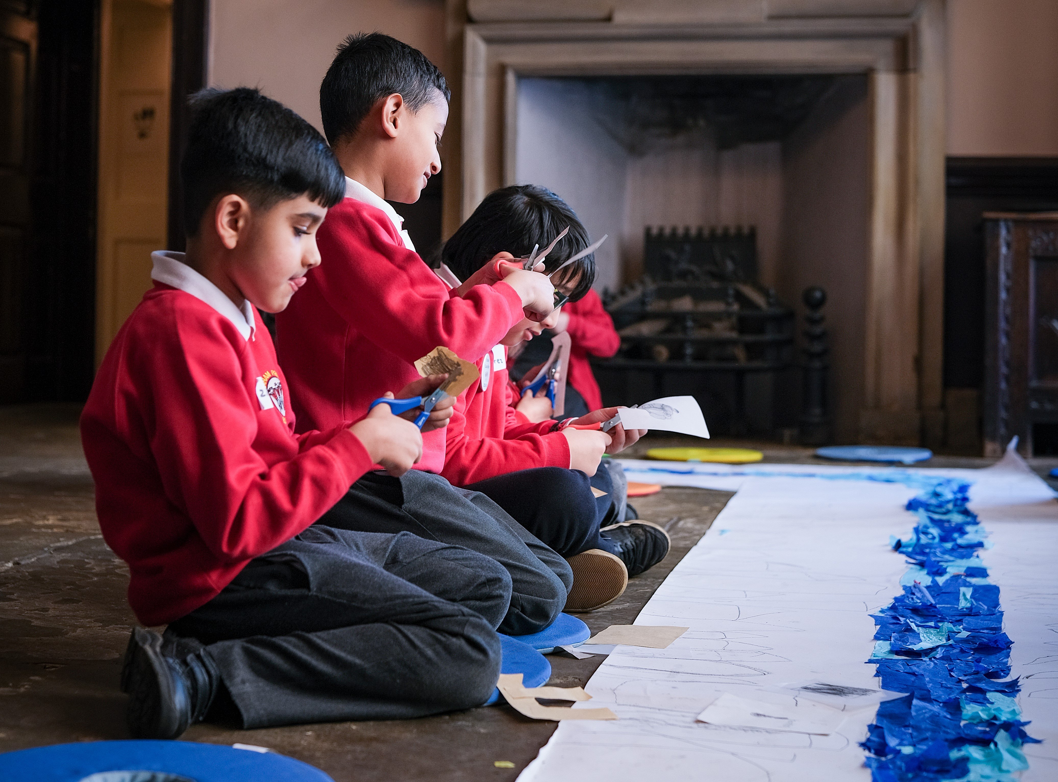 Goldsmiths 500 Writers_Farnham Primary to Bolling Hall_boys take part in an activity