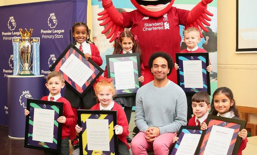 Premier League Writing Stars KS1 national winners - St. Finbars Catholic Primary School with Joseph Coelho & Mighty Red