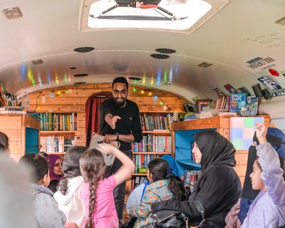Bradford Stories Bus event with Imran