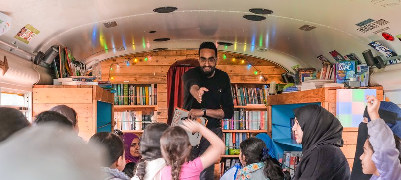 Bradford Stories Bus event with Imran