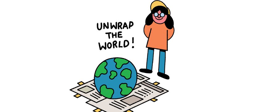 Unwrap the world Newswise image of girl and newswise globe