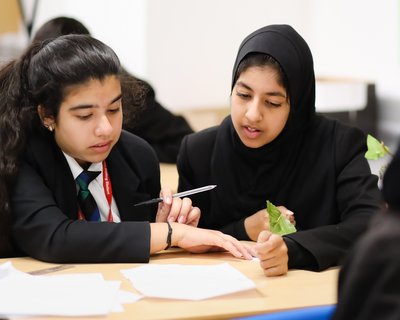 Writing for pleasure_schools Two secondary school pupils take part in poetry writing workshop