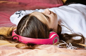 Girl listening to audiobook