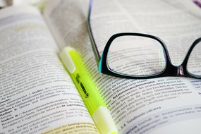 Notebook and glasses