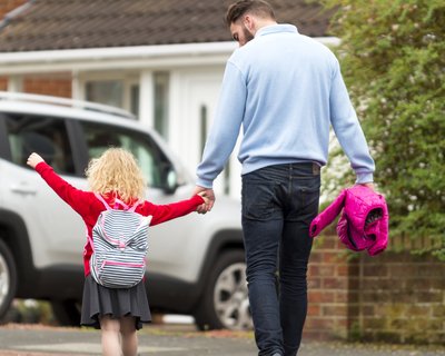 Everyone ready for school father daughter photo