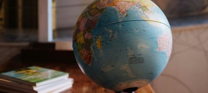 Globe with books