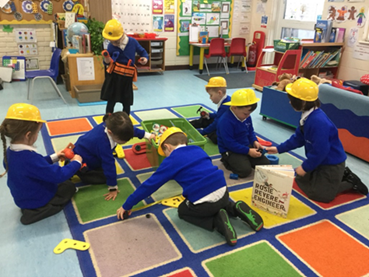 Engineers at work! Back in the classroom, the children used the STEM picture books and careers role-play provided in the Dream Big box to enrich their imaginative play.